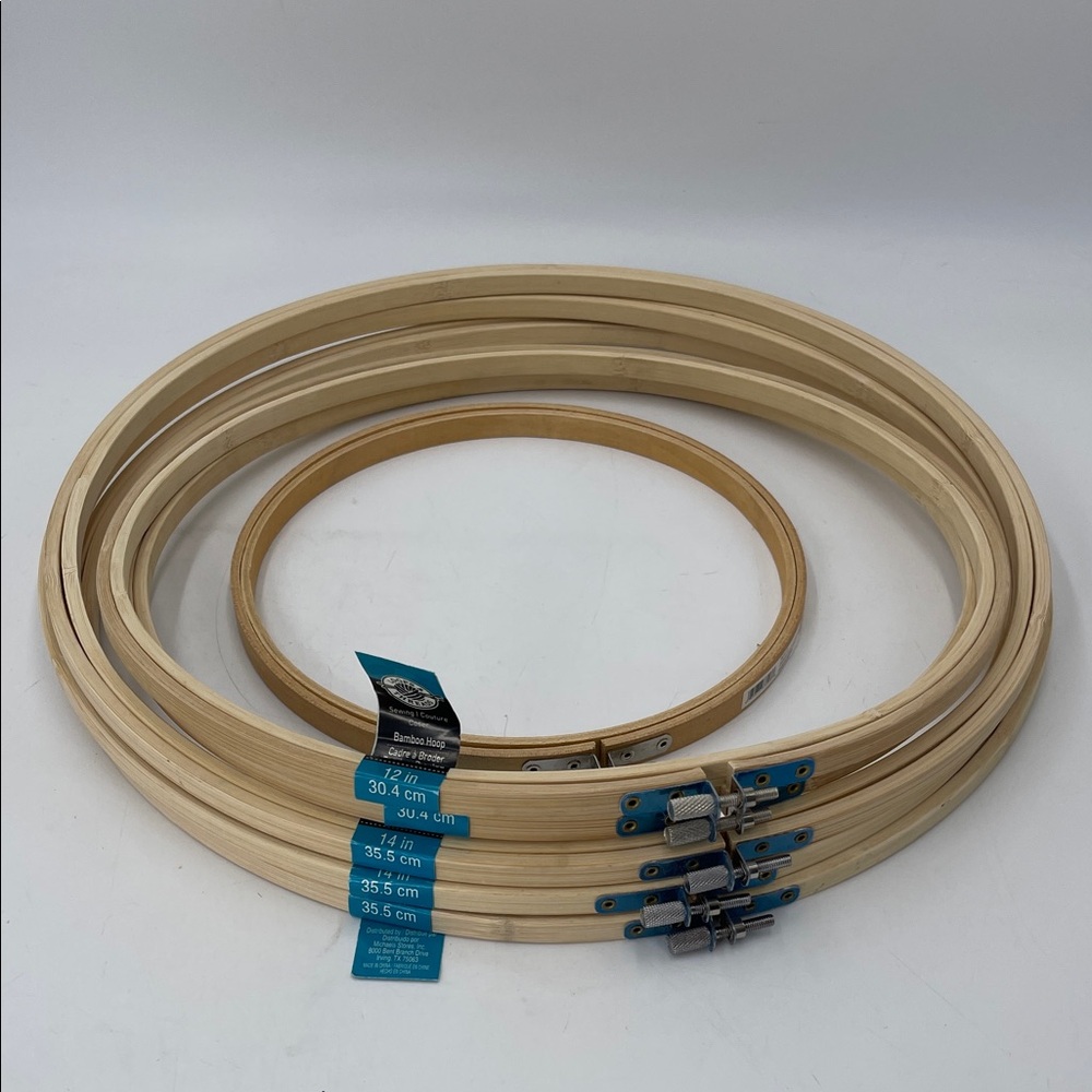Natural Wooden Embroidery Hoops Set 14” 12” 8”